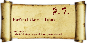 Hofmeister Timon névjegykártya